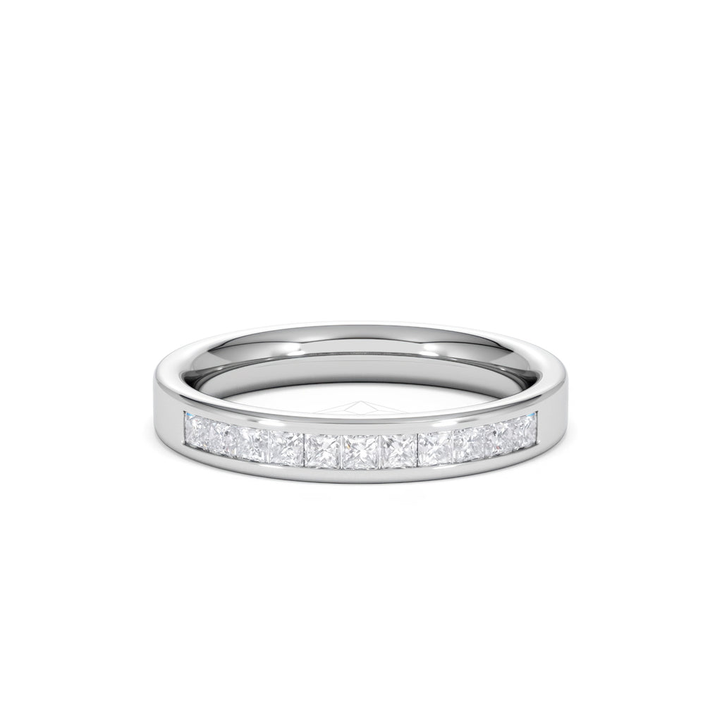 Eterna Lab Diamond Princess Cut Half Eternity Ring 0.50ct H/SI in 925 Silver