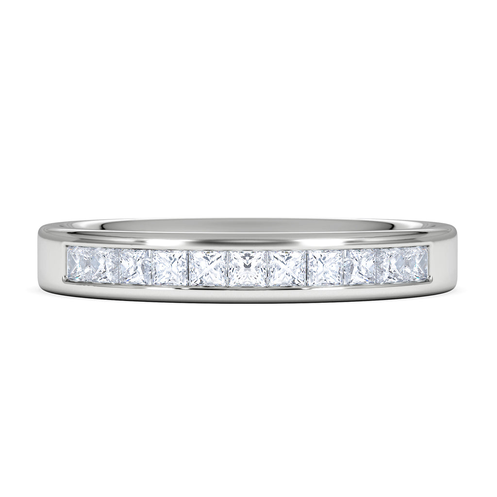 Platinum Princess Diamond Half Eternity Ring 0.50CT H/SI