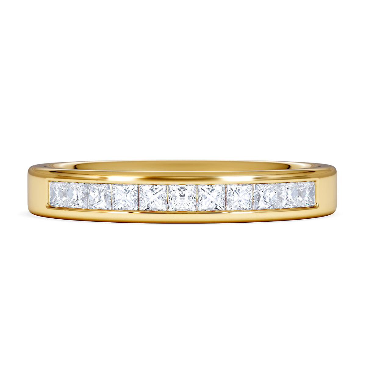 Eterna Lab Diamond Princess Cut Half Eternity Ring 0.50ct H/SI in 18K Gold Vermeil