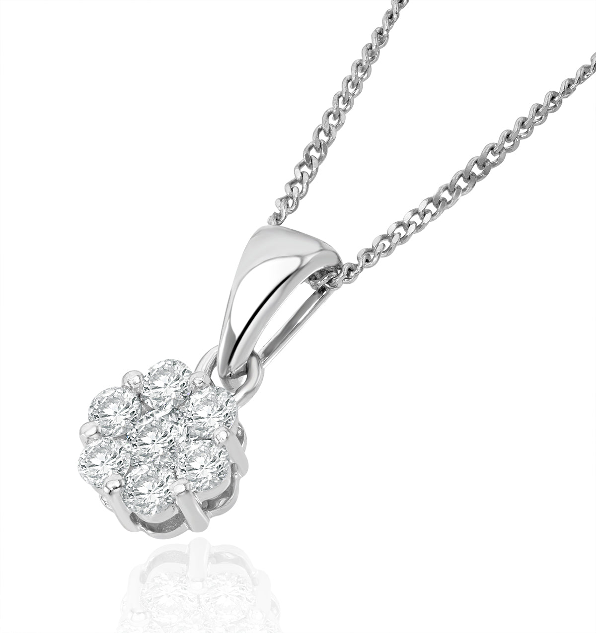 Lab Diamond Cluster Pendant Necklace 0.25ct H/Si in 9K White Gold