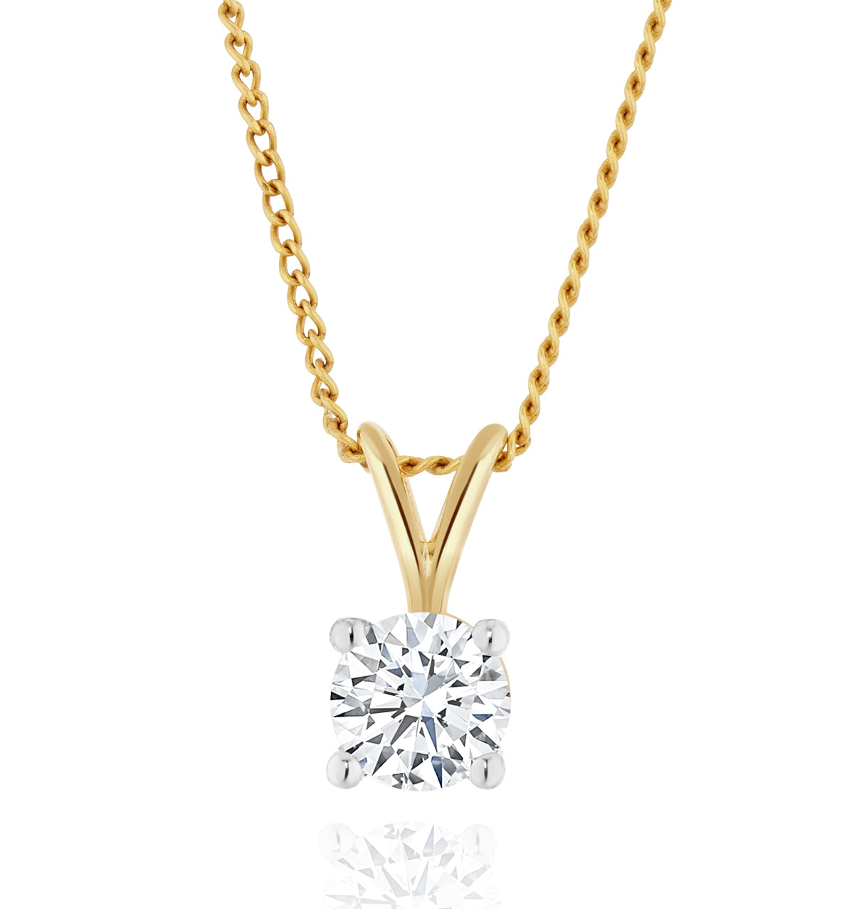 Chloe 0.33ct Lab Solitaire Necklace Pendant 9K Yellow Gold H Si