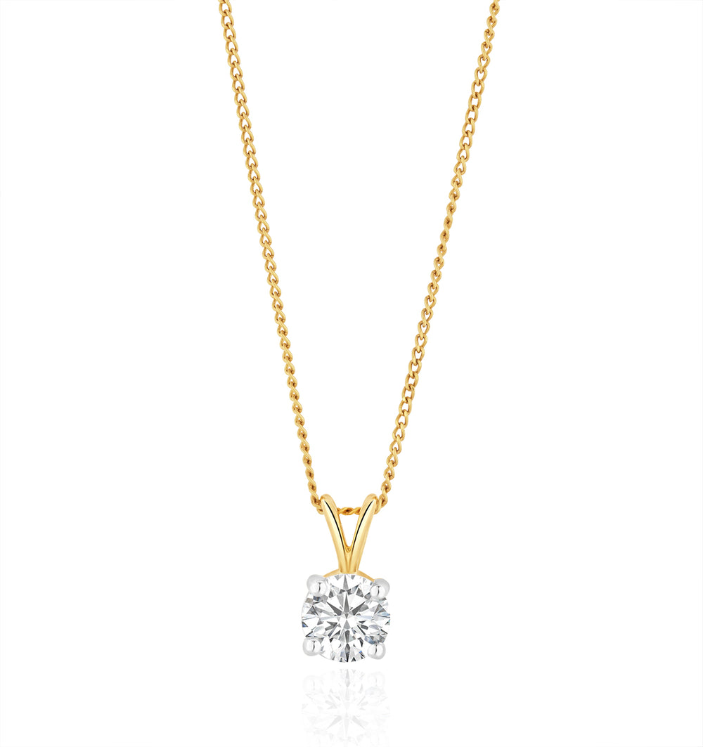 Chloe 0.50ct Lab Diamond Solitaire Necklace Pendant in 9K Yellow Gold H/Si