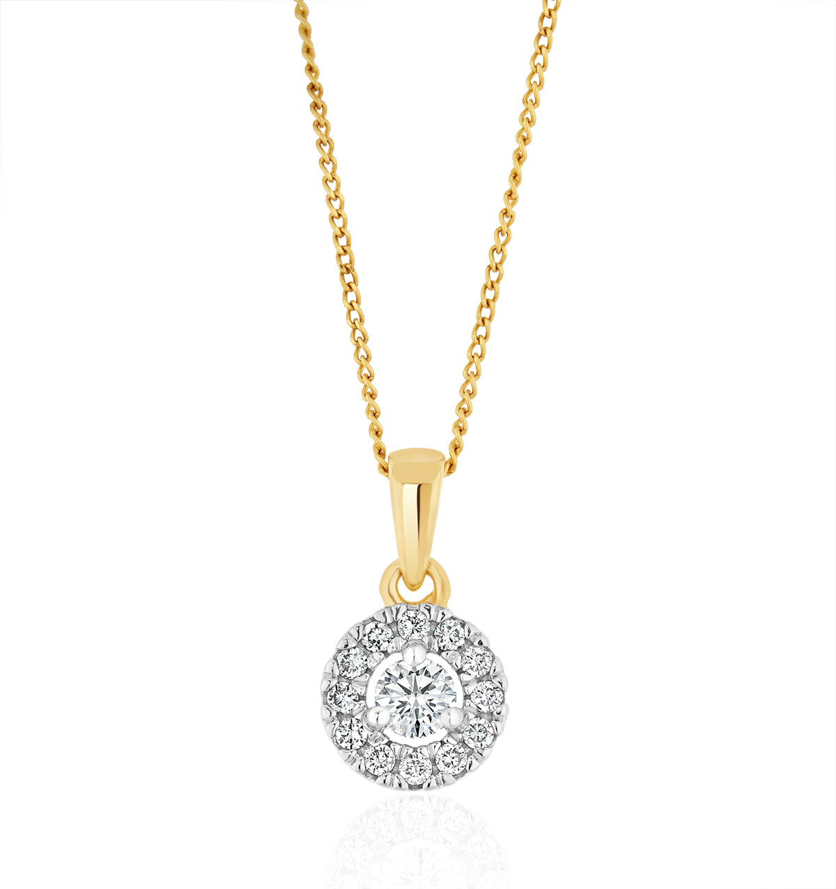 Lab Diamond Halo Pendant Necklace 0.25ct H/Si in 9K Gold