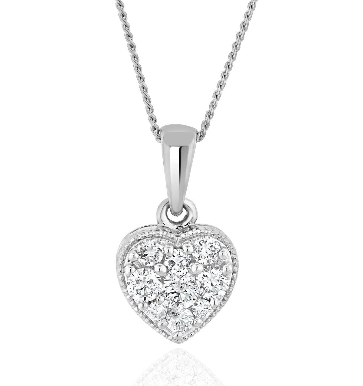 Lab Heart Pendant Necklace 0.25ct H Si 9K White Gold