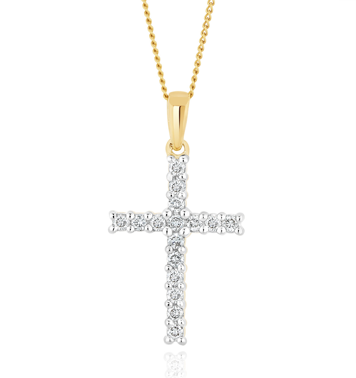 Lab Cross Pendant Necklace Claw Set 0.25ct H Si 9K