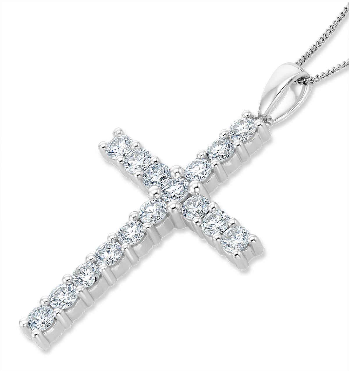 2ct Lab Diamond Cross Claw Set Necklace Pendant H/Si in 9K White Gold