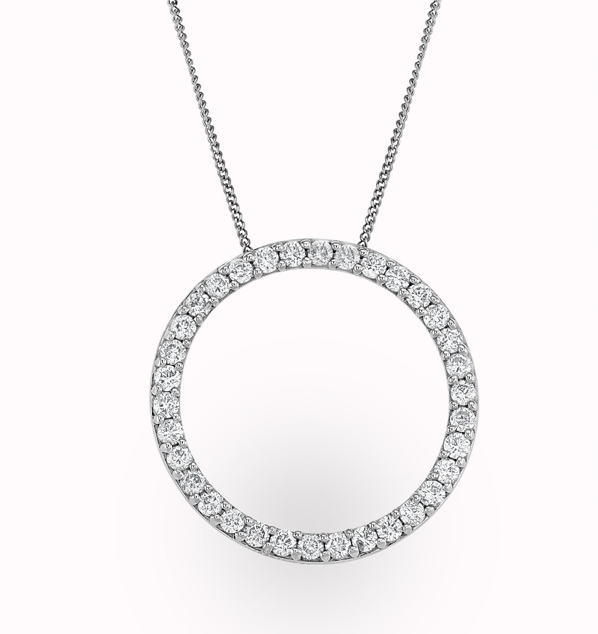 Lab Circle Necklace Pendant 1 Carat Set 925