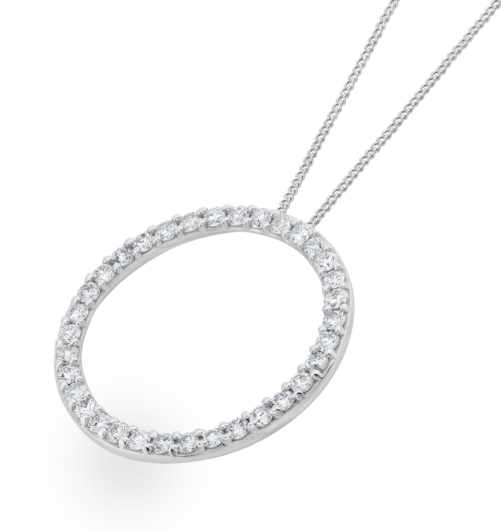 Lab Diamond Circle Necklace Pendant 1 Carat Set in 925 Silver