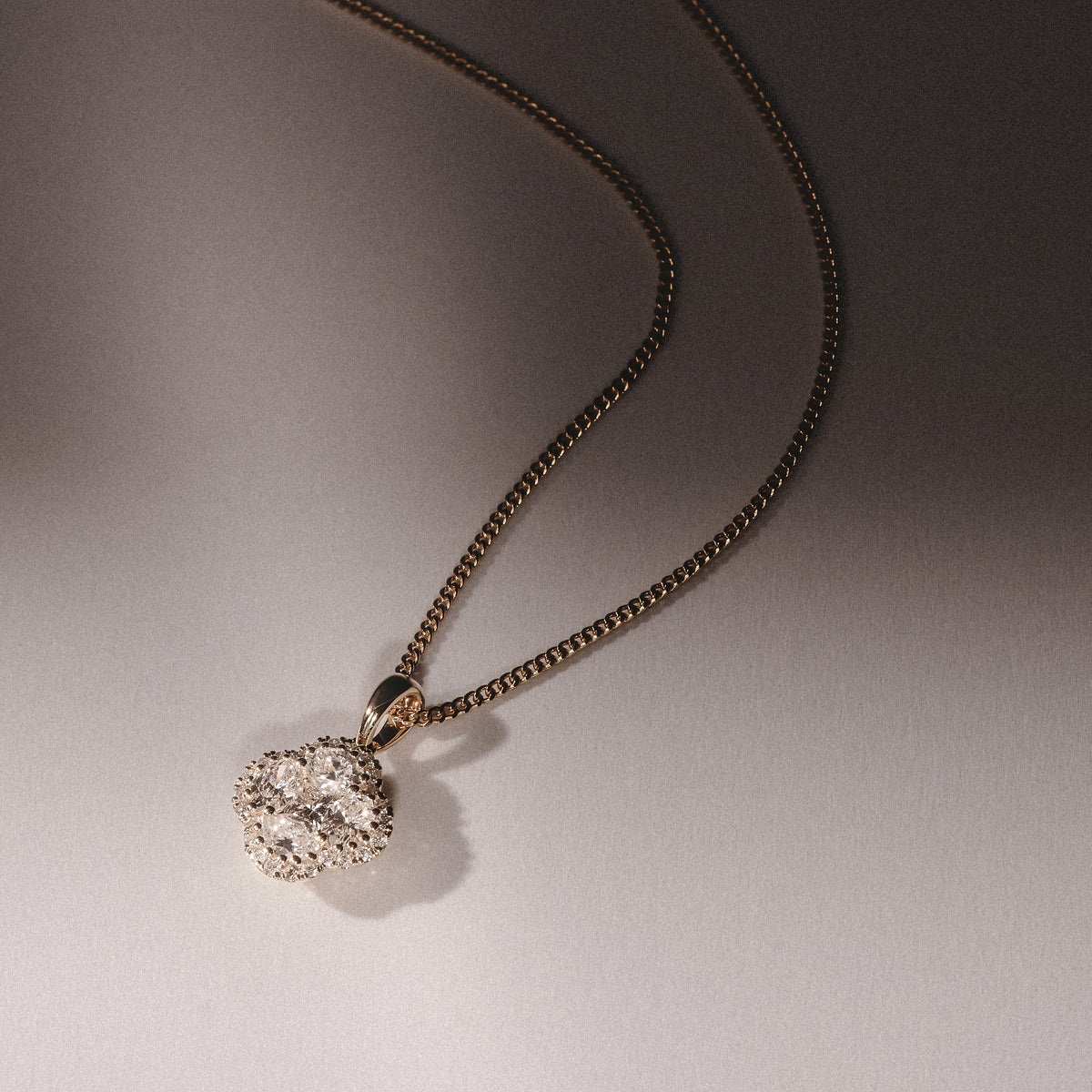 Alegria 1.00ct Lab Diamond Halo Pendant Necklace in 9K Yellow Gold