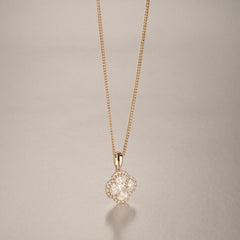 Alegria 1.00ct Lab Diamond Halo Pendant Necklace in 9K Yellow Gold