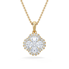 Alegria 1.00ct Lab Diamond Halo Pendant Necklace in 9K Yellow Gold