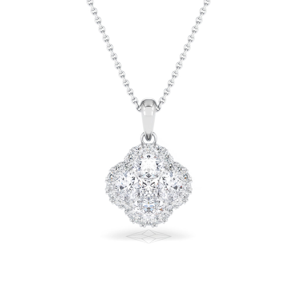 Alegria 1.00ct Lab Diamond Halo Pendant Necklace in 9K White Gold