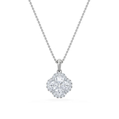 Alegria 1.00ct Lab Diamond Halo Pendant Necklace in 9K White Gold