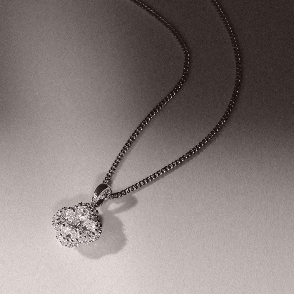 Alegria 1.00ct Lab Diamond Halo Pendant Necklace in 9K White Gold