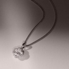Alegria 1.00ct Lab Diamond Halo Pendant Necklace in 9K White Gold