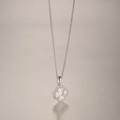 Alegria 1.00ct Lab Diamond Halo Pendant Necklace in 9K White Gold