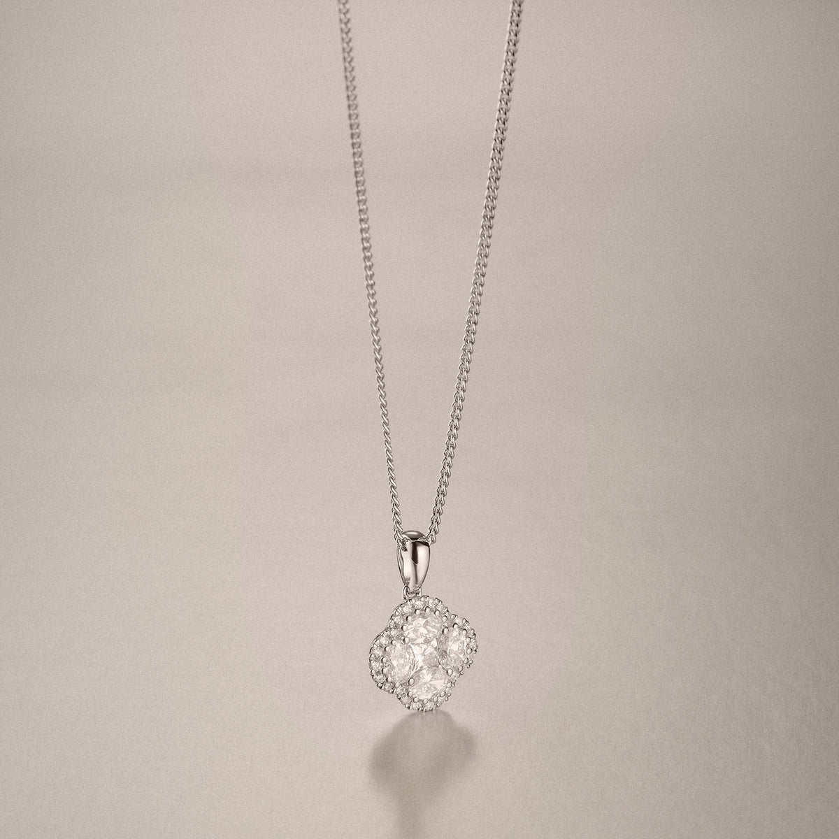 Alegria 1.00ct Lab Diamond Halo Pendant Necklace in 9K White Gold