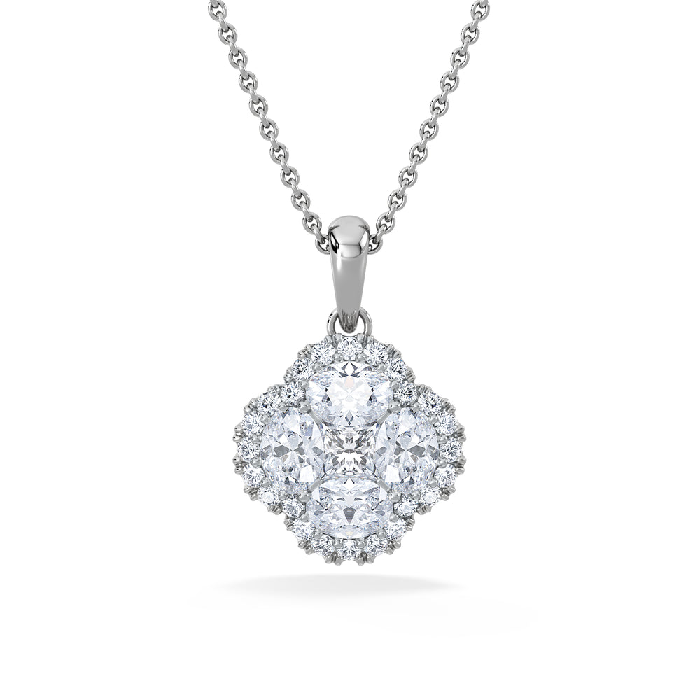 Alegria 1.00ct Lab Diamond Halo Pendant Necklace in 9K White Gold
