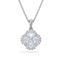 Alegria 1.00ct Lab Diamond Halo Pendant Necklace in 9K White Gold