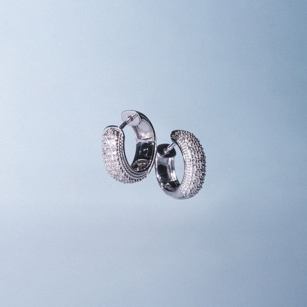 Huggie Earrings Lab Diamond Pave Set 0.33ct in 925 Silver