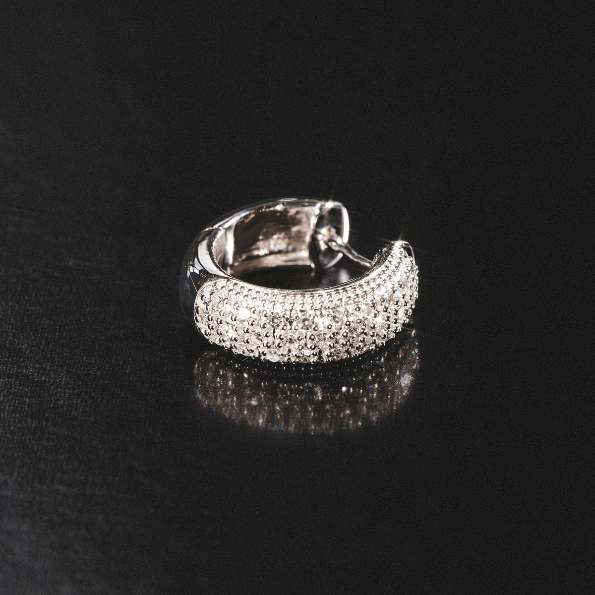 Huggie Earrings Lab Diamond Pave Set 0.33ct in 925 Silver