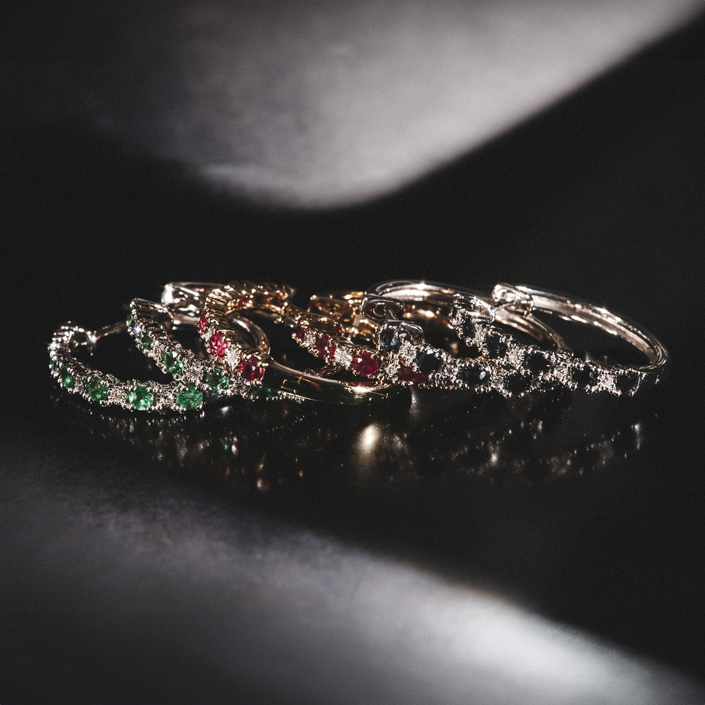 Ruby and 0.50ct Diamond Asteria Eternity Ring in 18K White Gold