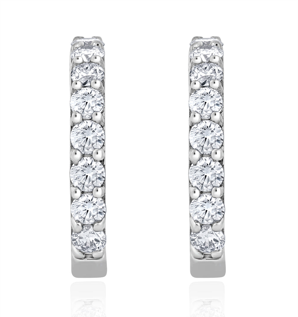 Comfort Huggie Lab Diamond Earrings 0.50ct H/Si in 9K White Gold