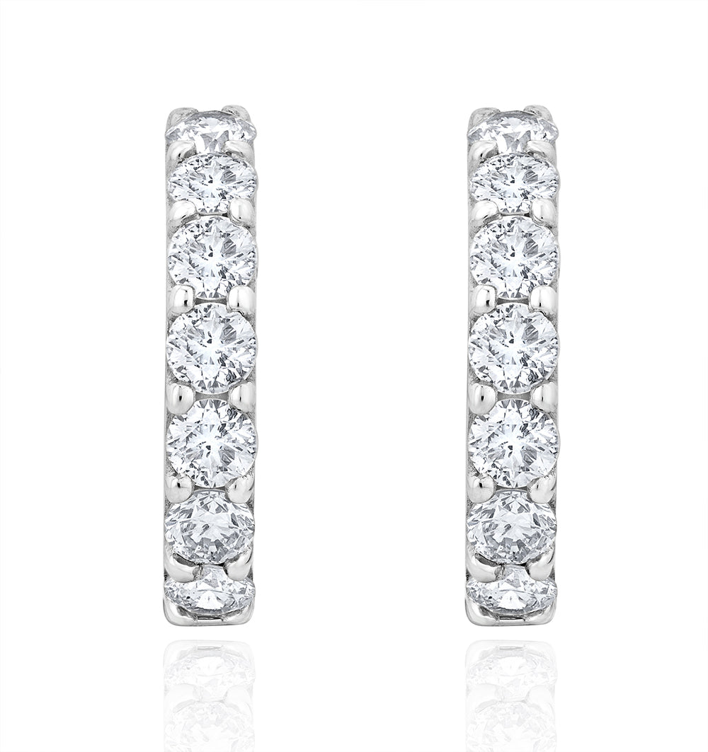 Comfort Huggie Lab Diamond Earrings 1.00ct H/Si in 9K White Gold