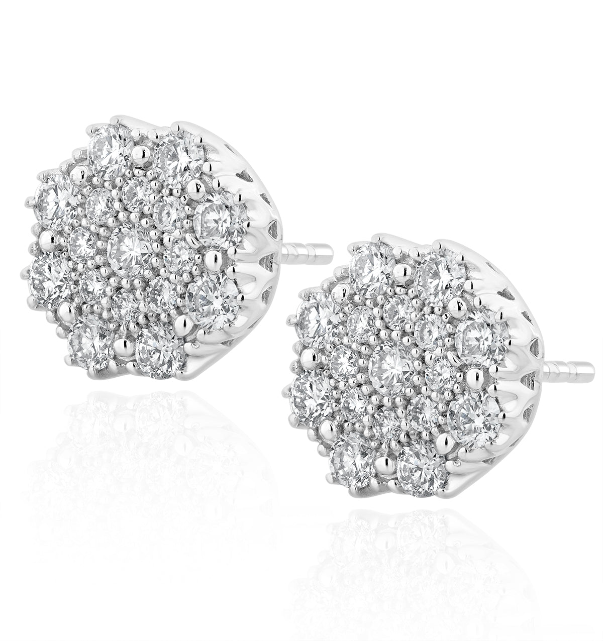 Large Lab Diamond Cluster Earrings 1.00ct H/Si in 9K White Gold