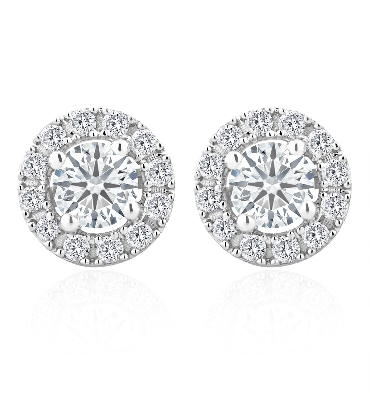 Halo Lab Diamond Earrings 1.00ct H/Si in 9K White Gold