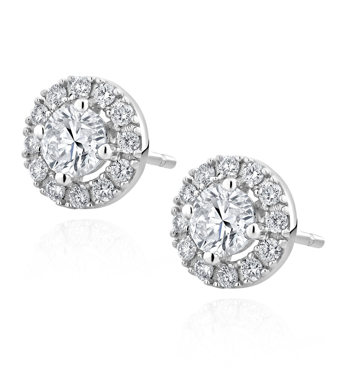 Halo Lab Diamond Earrings 1.00ct H/Si in 9K White Gold