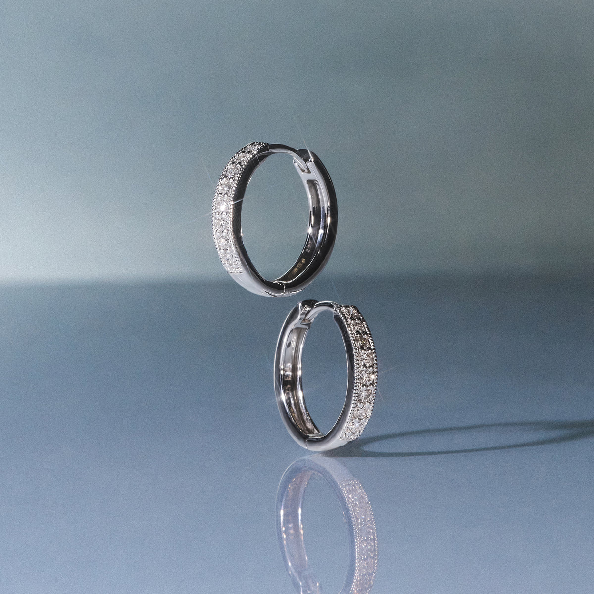Lab Diamond Huggie Earrings 0.25ct H/Si Pave Set in 9K White Gold