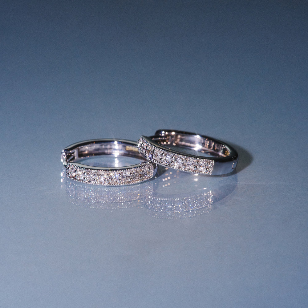 Lab Diamond Huggie Earrings 0.25ct H/Si Pave Set in 9K White Gold