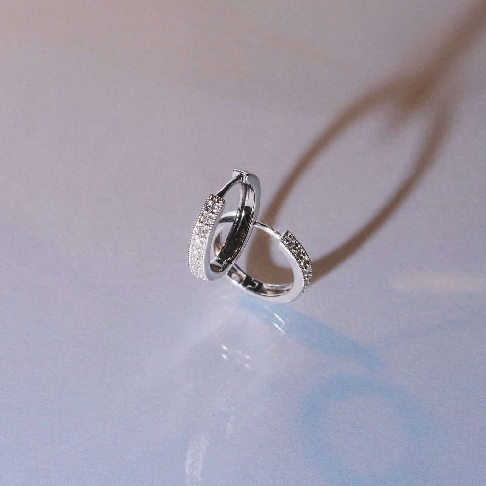 Lab Diamond Huggie Earrings 0.25ct H/Si Pave Set in 9K White Gold