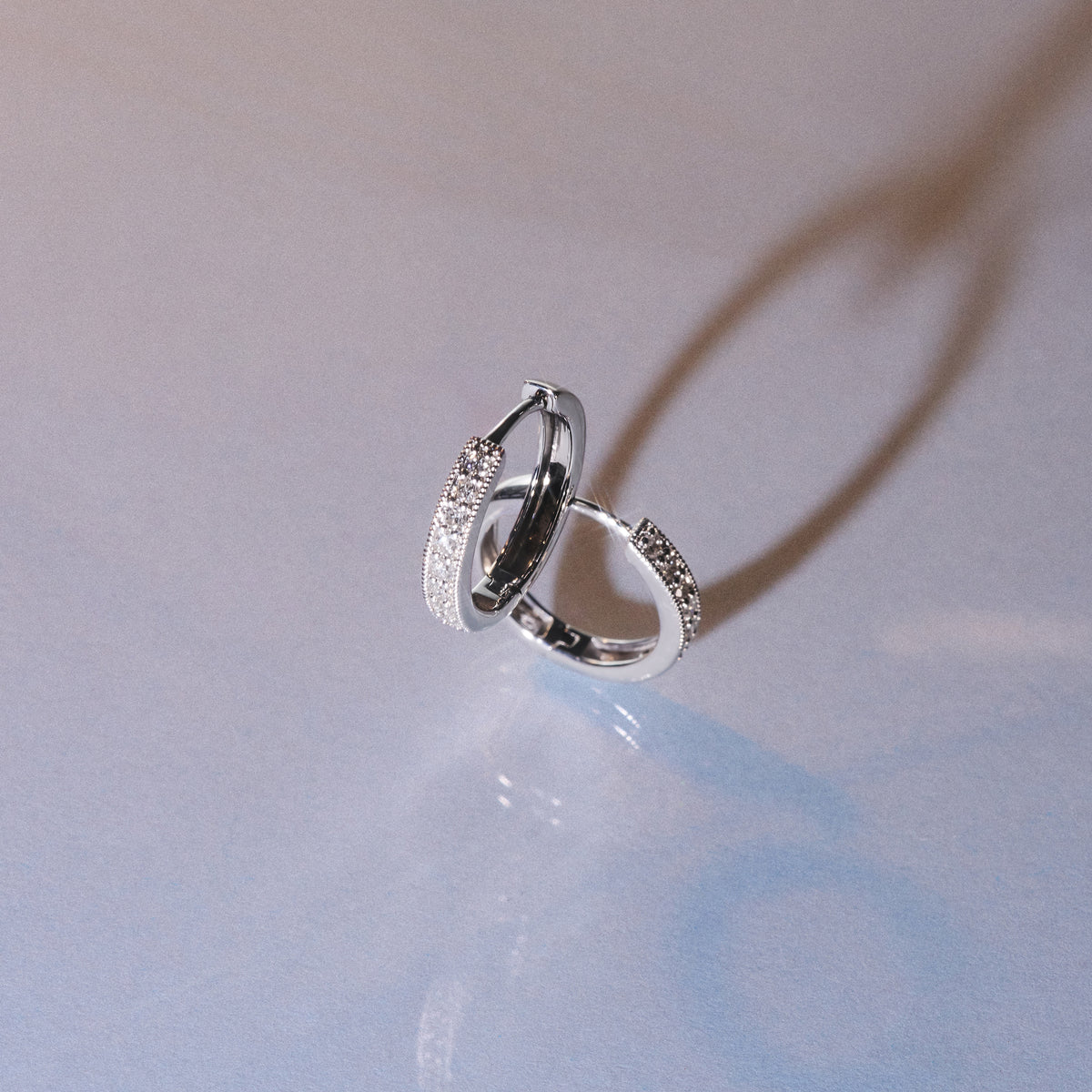 Lab Diamond Huggie Earrings 0.25ct H/Si Pave Set in 9K White Gold