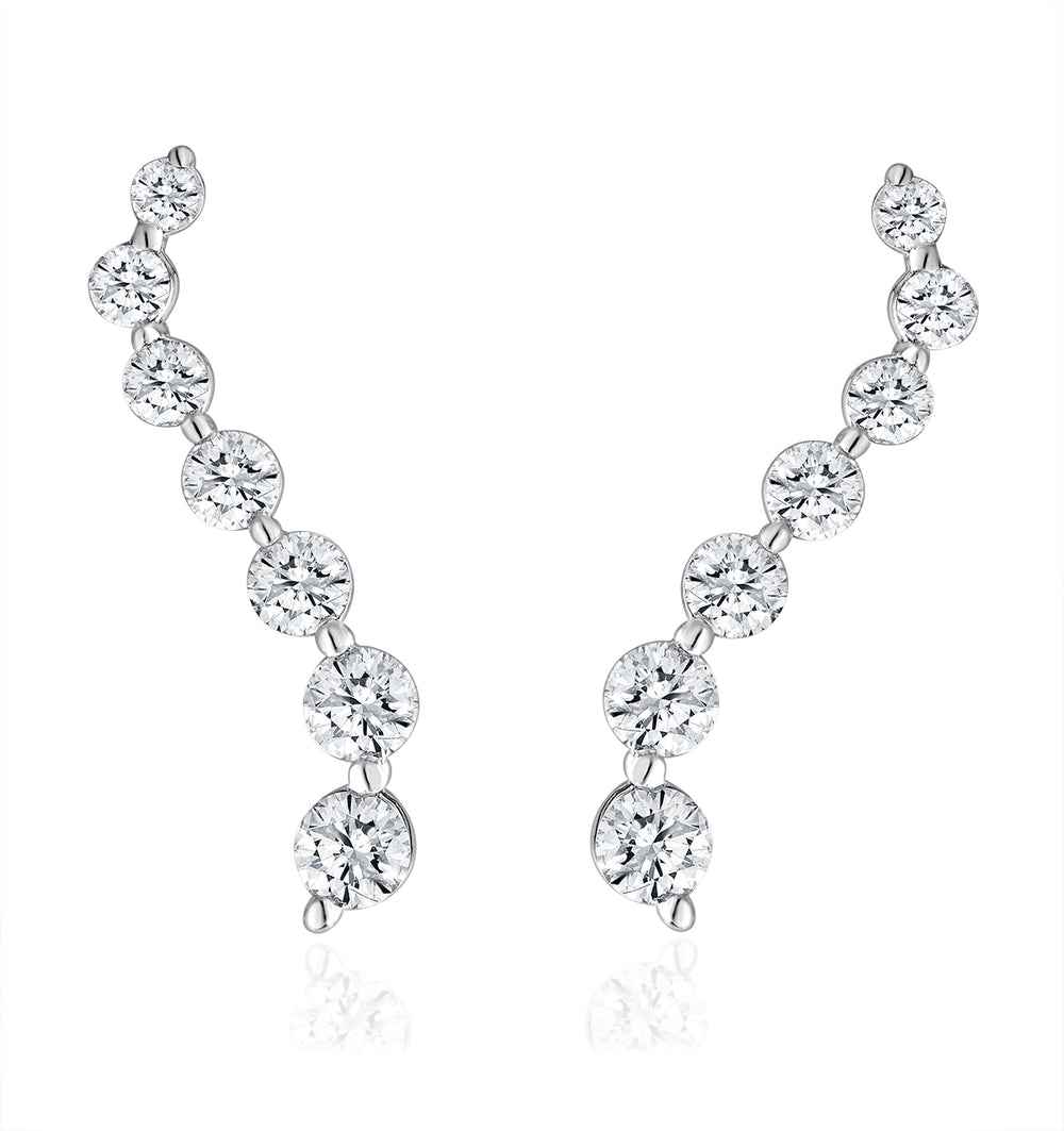 Lab Diamond Ear Climber Life Journey Earrings 1.00ct H/Si 9KW Gold