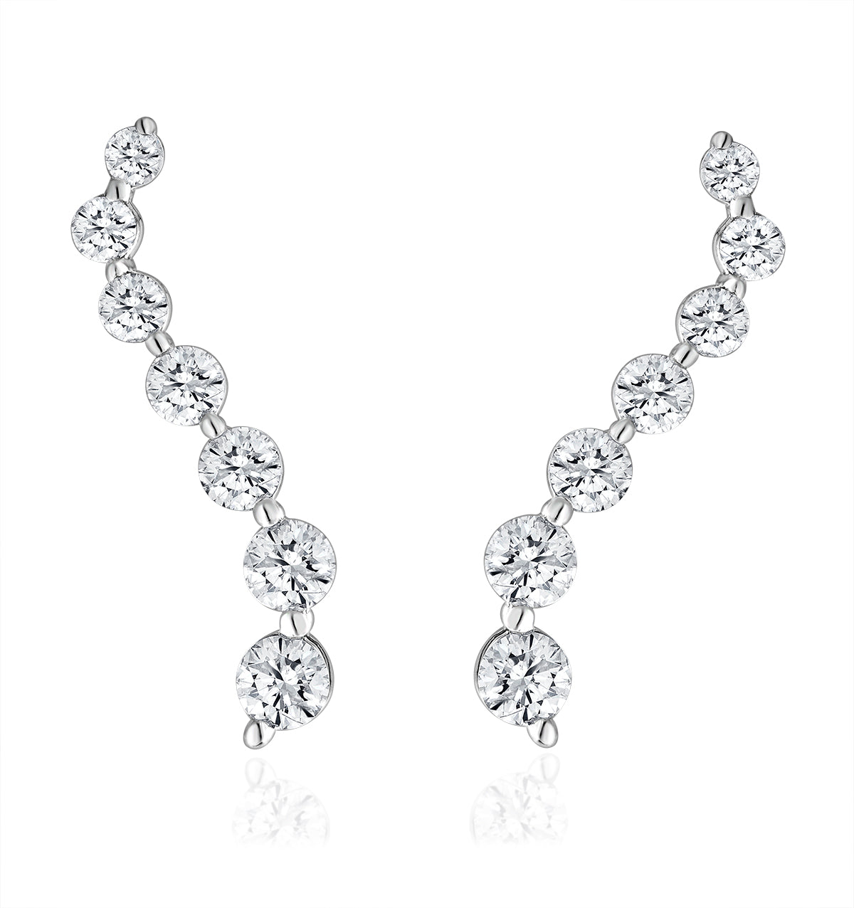 Lab Diamond Ear Climber Life Journey Earrings 1.00ct H/Si 9KW Gold