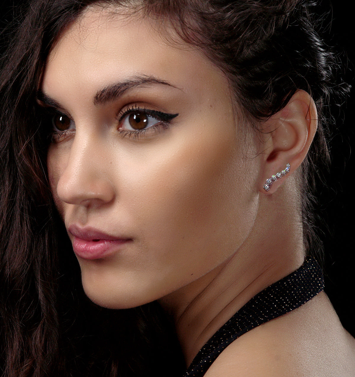 Lab Diamond Ear Climber Life Journey Earrings 1.00ct H/Si 9KW Gold