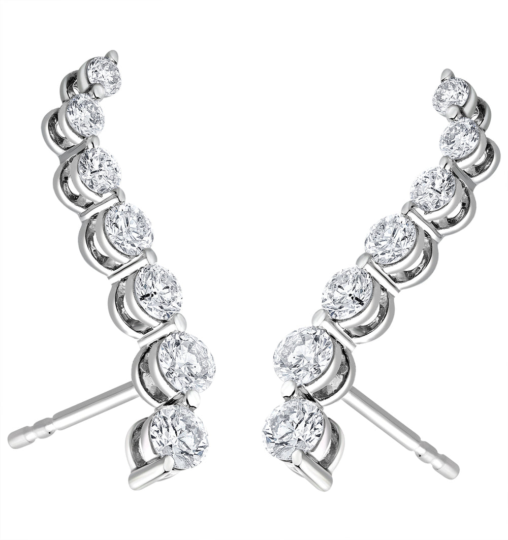 Lab Diamond Ear Climber Life Journey Earrings 1.00ct H/Si 9KW Gold
