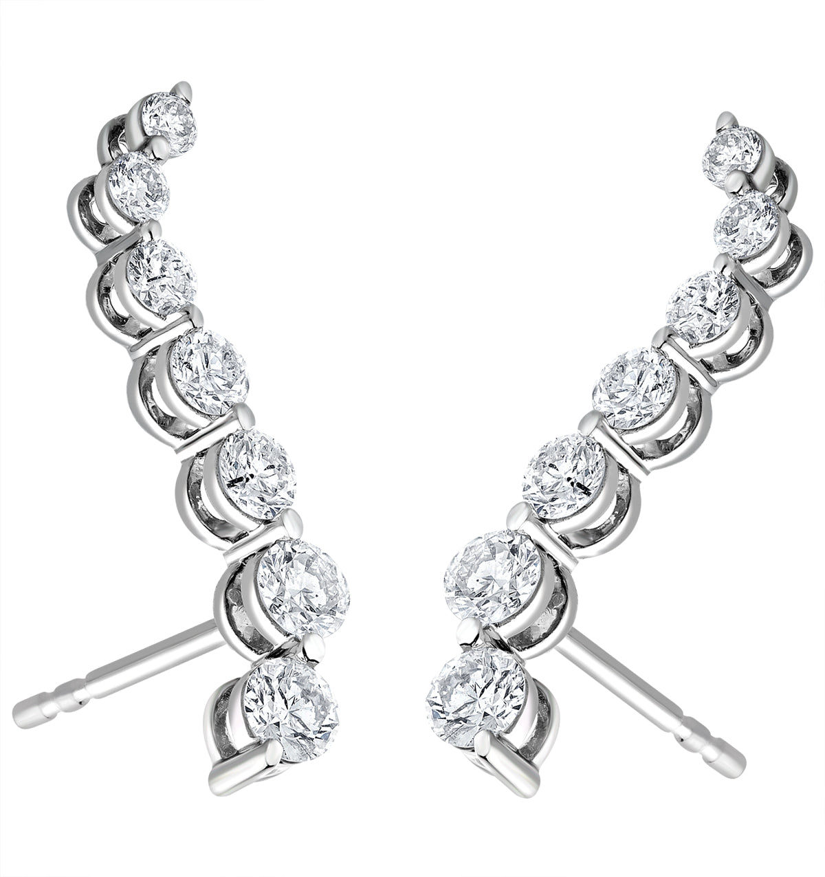 Lab Diamond Ear Climber Life Journey Earrings 1.00ct H/Si 9KW Gold