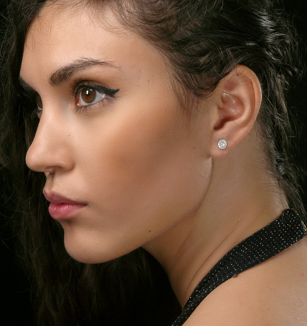 Halo Lab Diamond Earrings 0.50ct H/Si Set in 9K White Gold