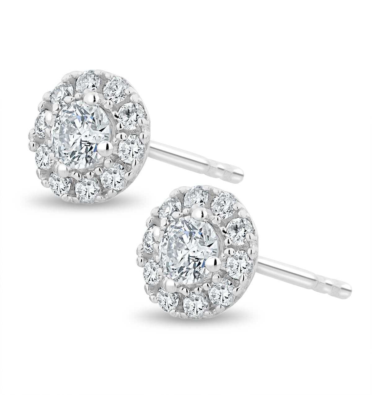 Halo Lab Diamond Earrings 0.50ct H/Si Set in 9K White Gold
