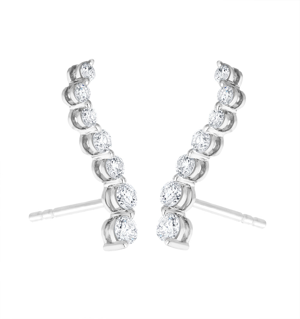 Ear Climber Life Journey 0.50ct Lab Diamond Earrings 9K White Gold