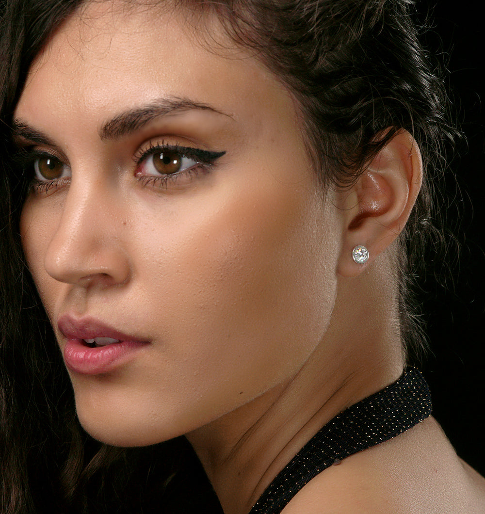 1.00ct Lab Diamond Rub Over Studs Earrings in 9K Gold - 7.8mm G/VS