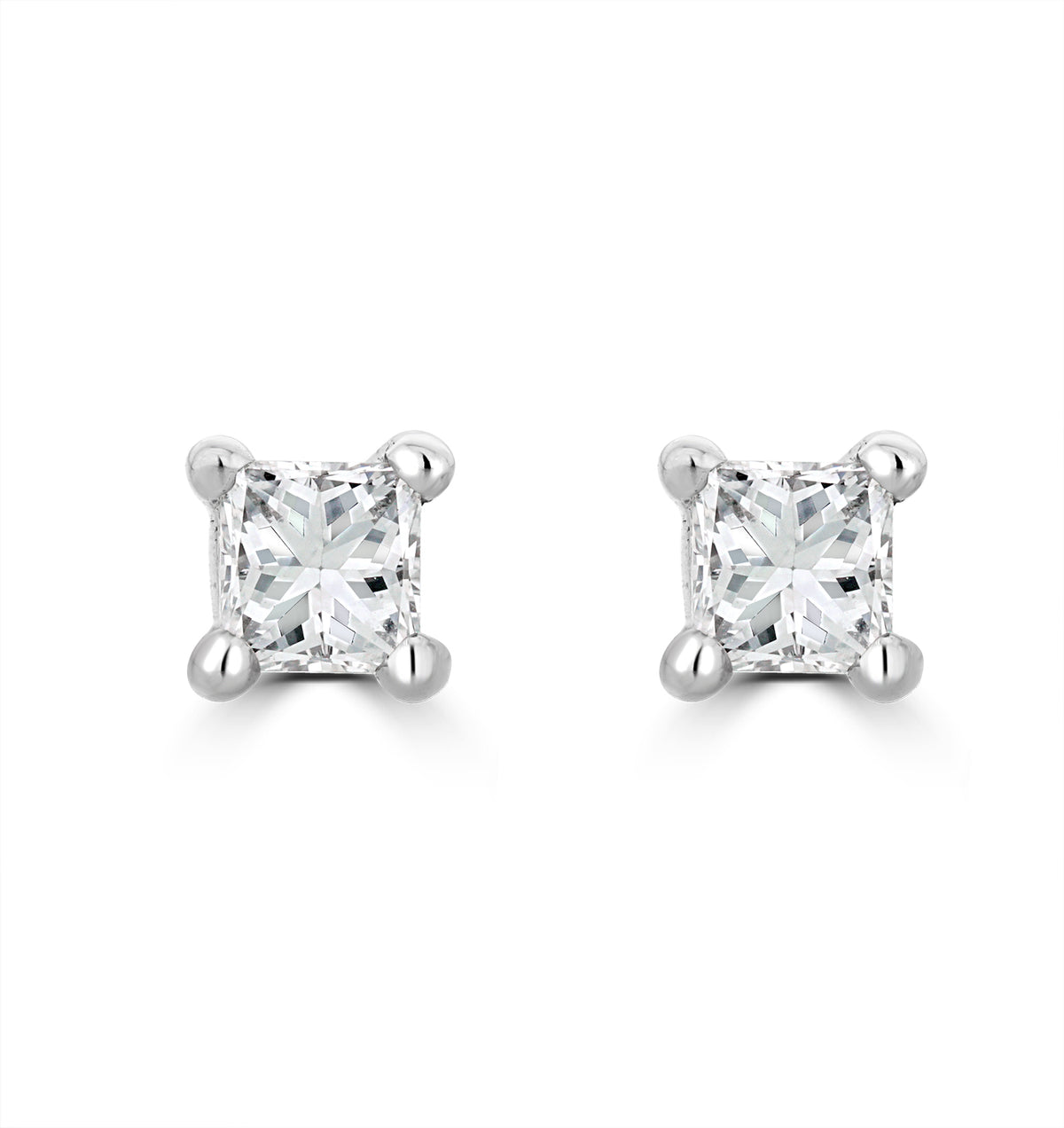 Princess Cut Lab Diamond Stud Earrings 0.30ct in 9K White Gold
