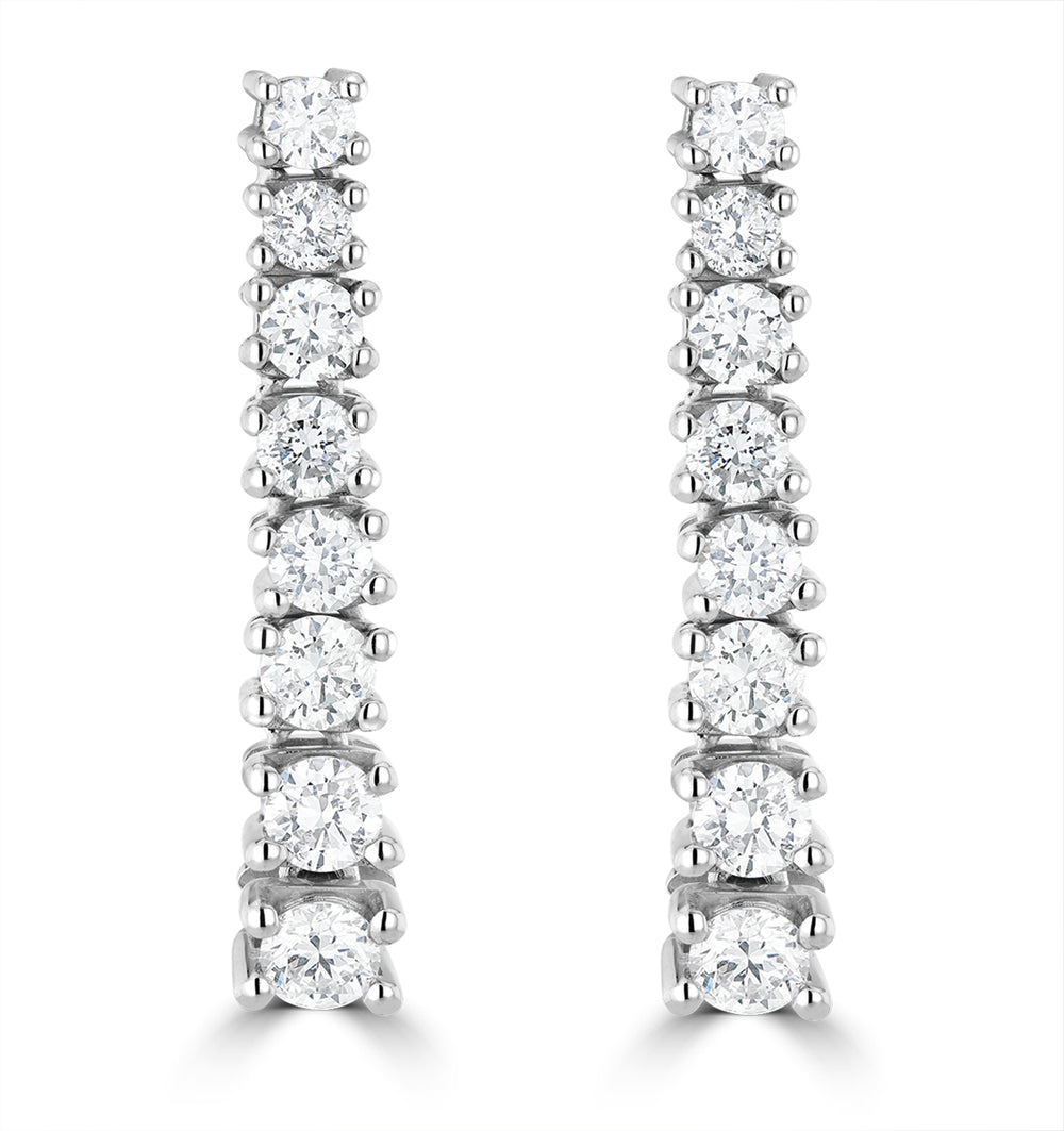 1ct Lab Diamond Life Journey Drop Earrings Set in 9K White Gold