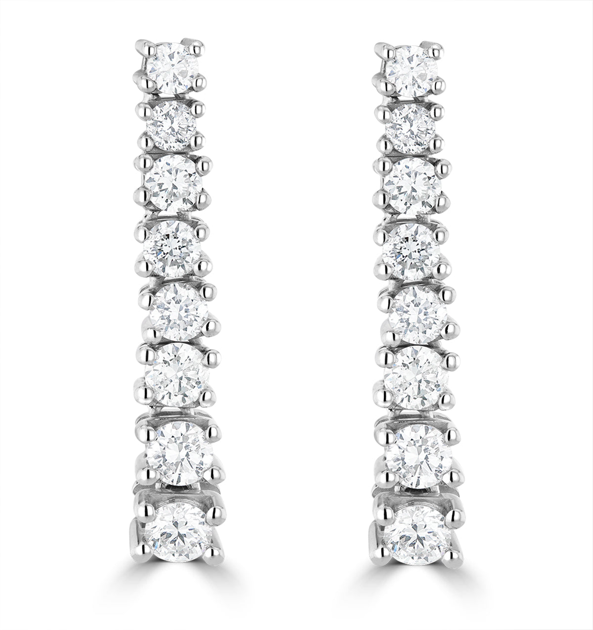 1ct Lab Life Journey Drop Earrings Set 9K White Gold