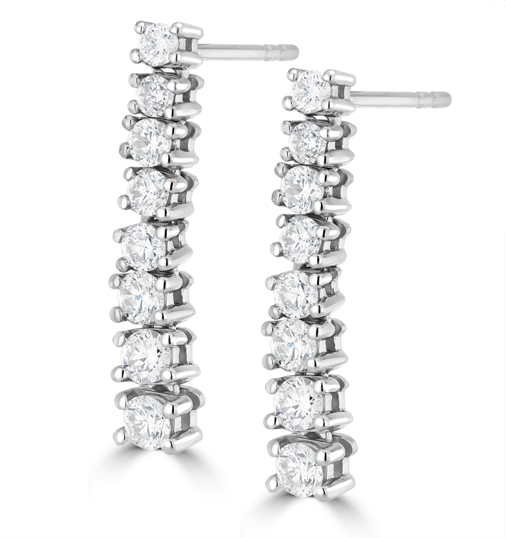 1ct Lab Diamond Life Journey Drop Earrings Set in 9K White Gold