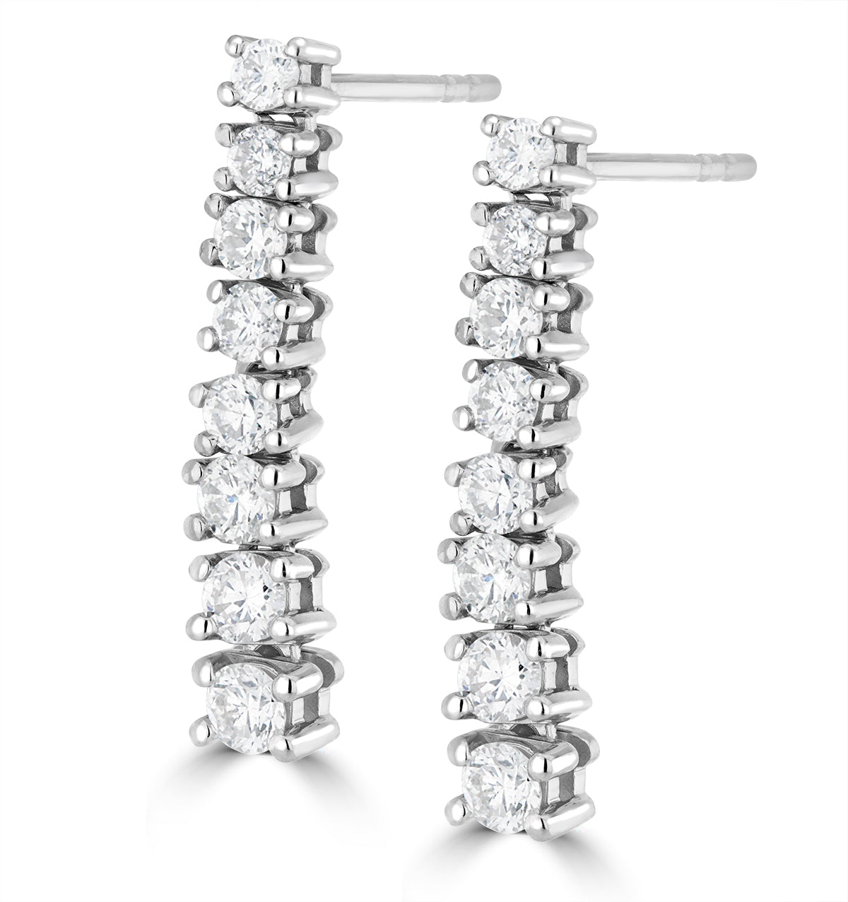 1ct Lab Diamond Life Journey Drop Earrings Set in 9K White Gold