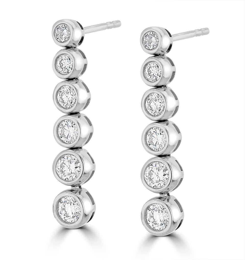 1ct Lab Diamond Life Journey Rub Over Drop Earrings in 9K White Gold